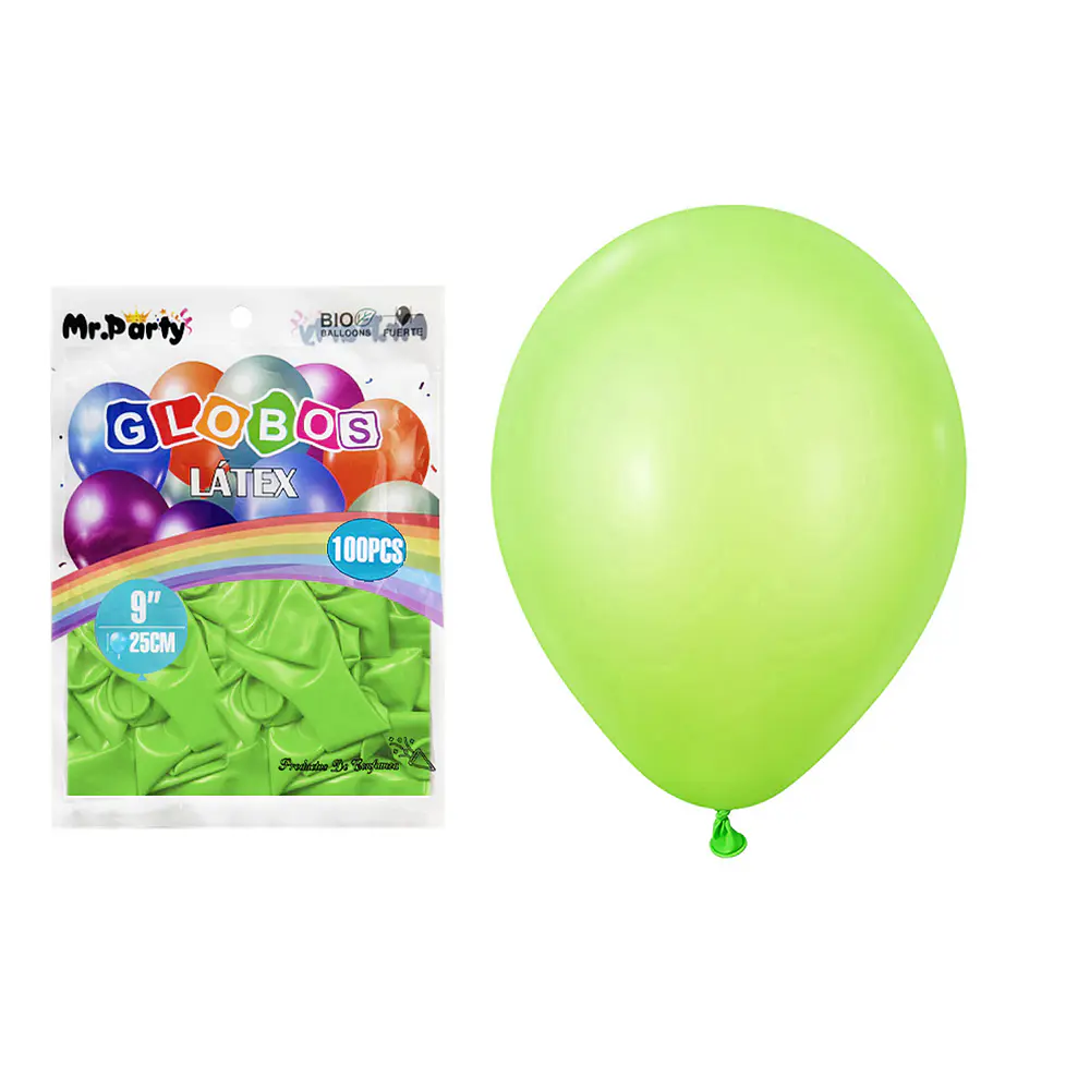 Globos de látex verde mate 25cm 100pcs