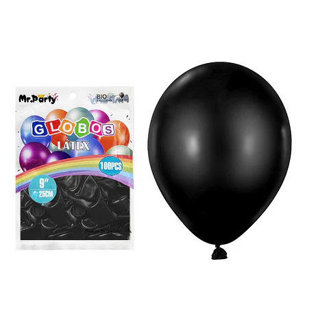 Globos de látex negro mate 25cm 100pcs