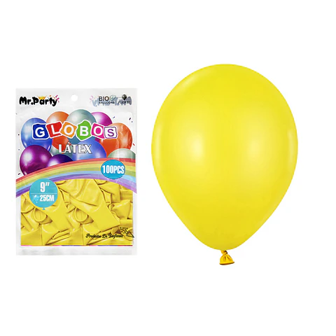 Globos de látex amarillo mate 25cm 100pcs