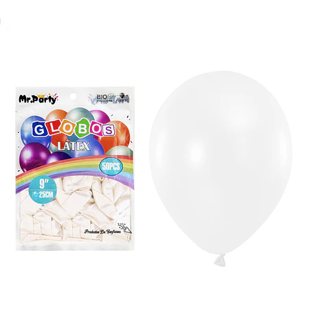 Globos de látex perlado blanco 25cm 50pcs