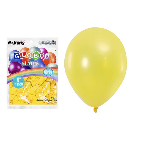 Globos de látex perlado amarillo 25cm 50pcs