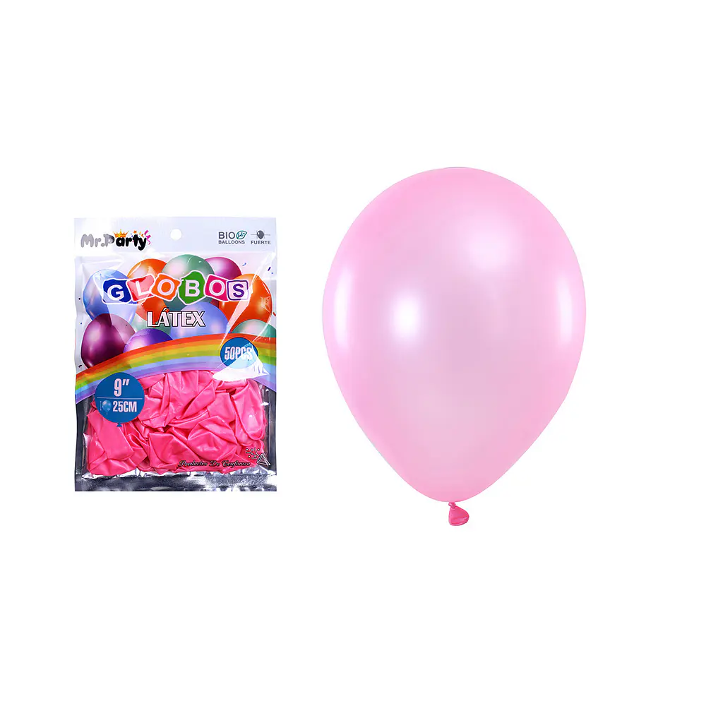 Globos de látex perlado rosa clara 25cm 50pcs
