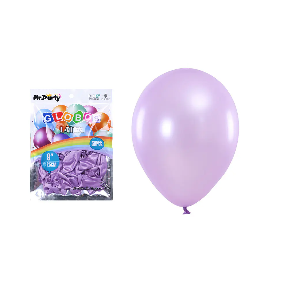 Globos de látex perlado lila 25cm 50pcs