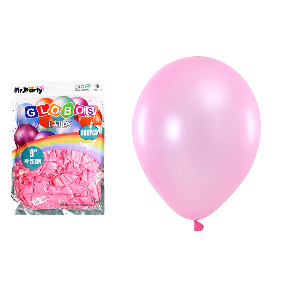 Globos de látex perlado rosa clara 25cm 100pcs