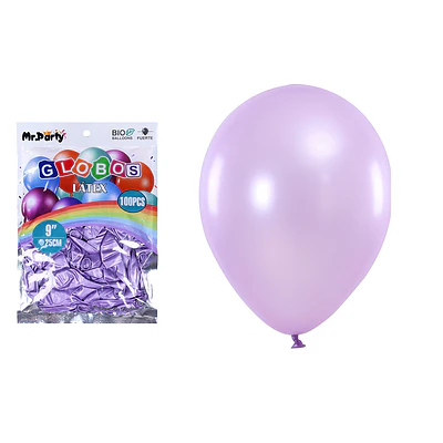 Globos de látex perlado lila 25cm 100pcs