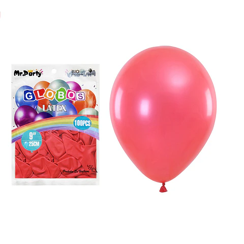 Globos de látex perlado rojo 25cm 100pcs
