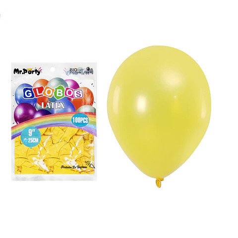 Globos de látex perlado amarillo 25cm 100pcs