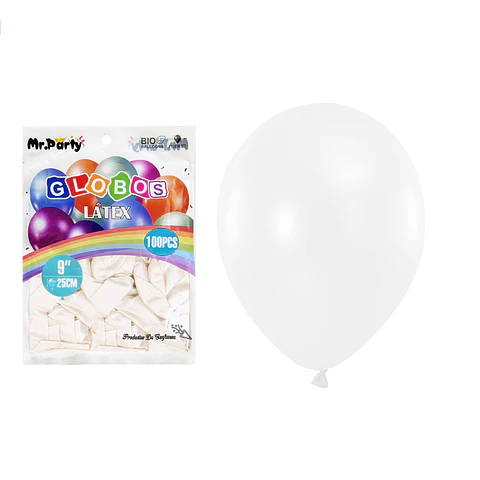 Globos de látex perlado blanco 25cm 100pcs