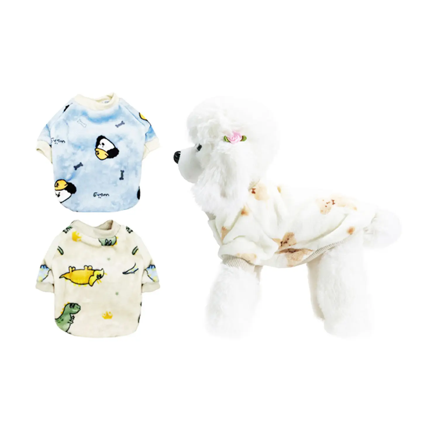 Ropa de franela para mascota M 25*40*26cm 12pcs Diseño Aleatorio 1
