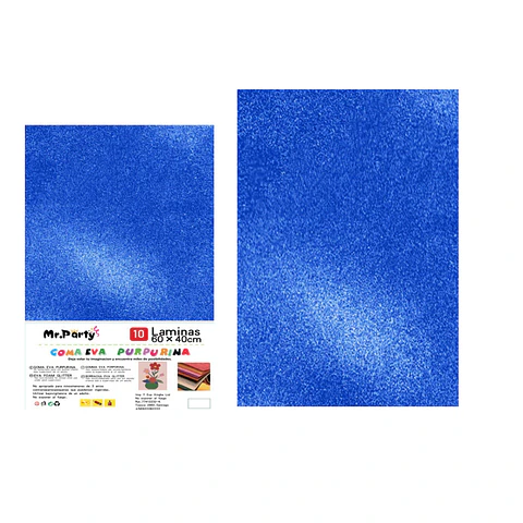 Goma Eva con glitter azul oscuro 40*60cm 10pcs
