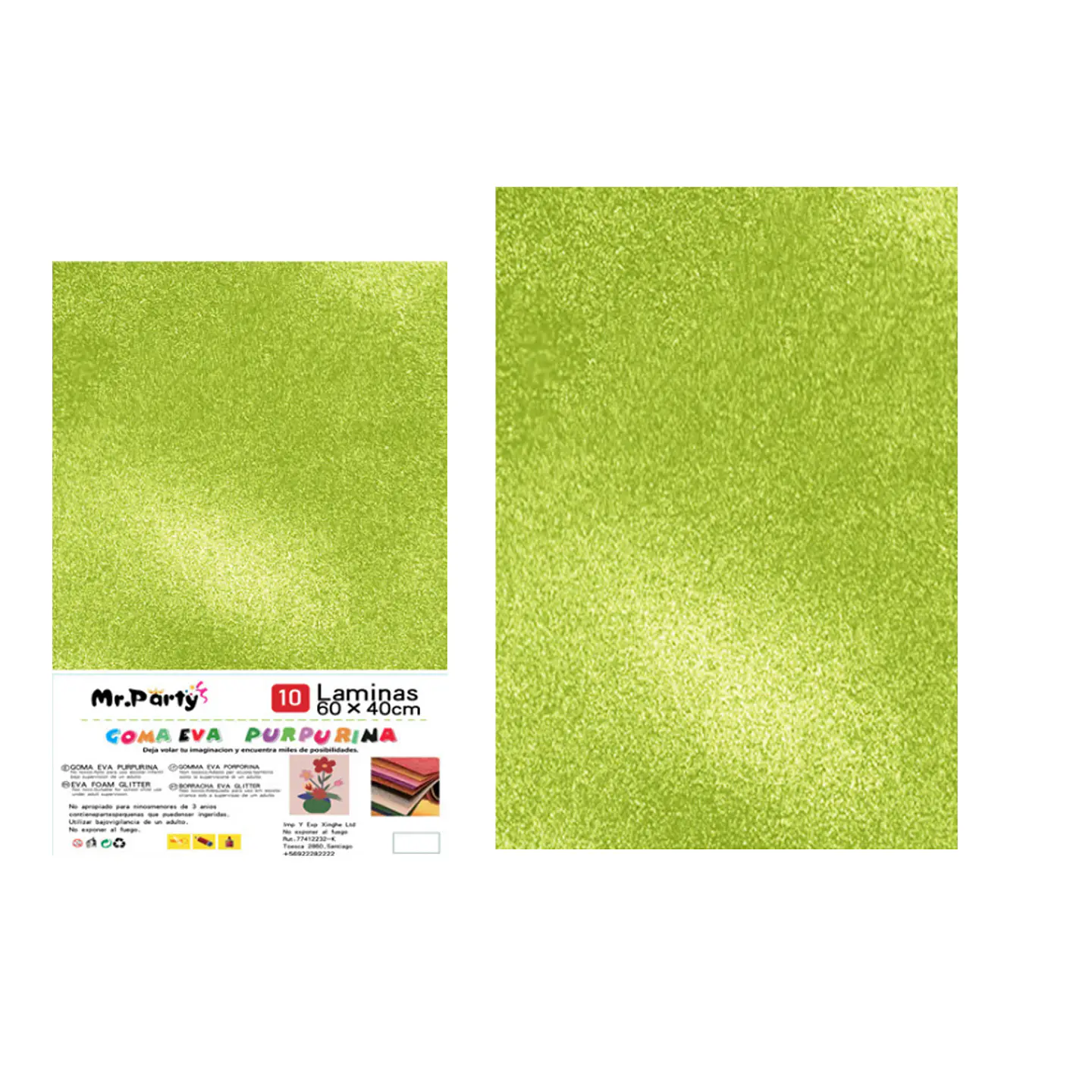 Goma eva verde con glitter 40*60cm 10pcs 1