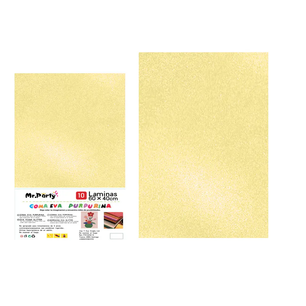 Goma eva amarillo claro con glitter 40*60cm 10pcs