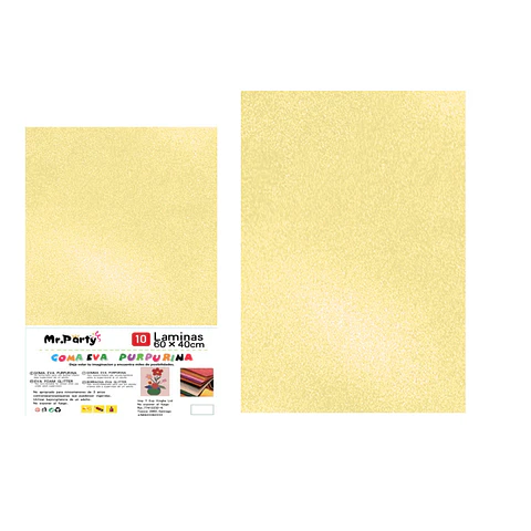 Goma eva amarillo claro con glitter 40*60cm 10pcs