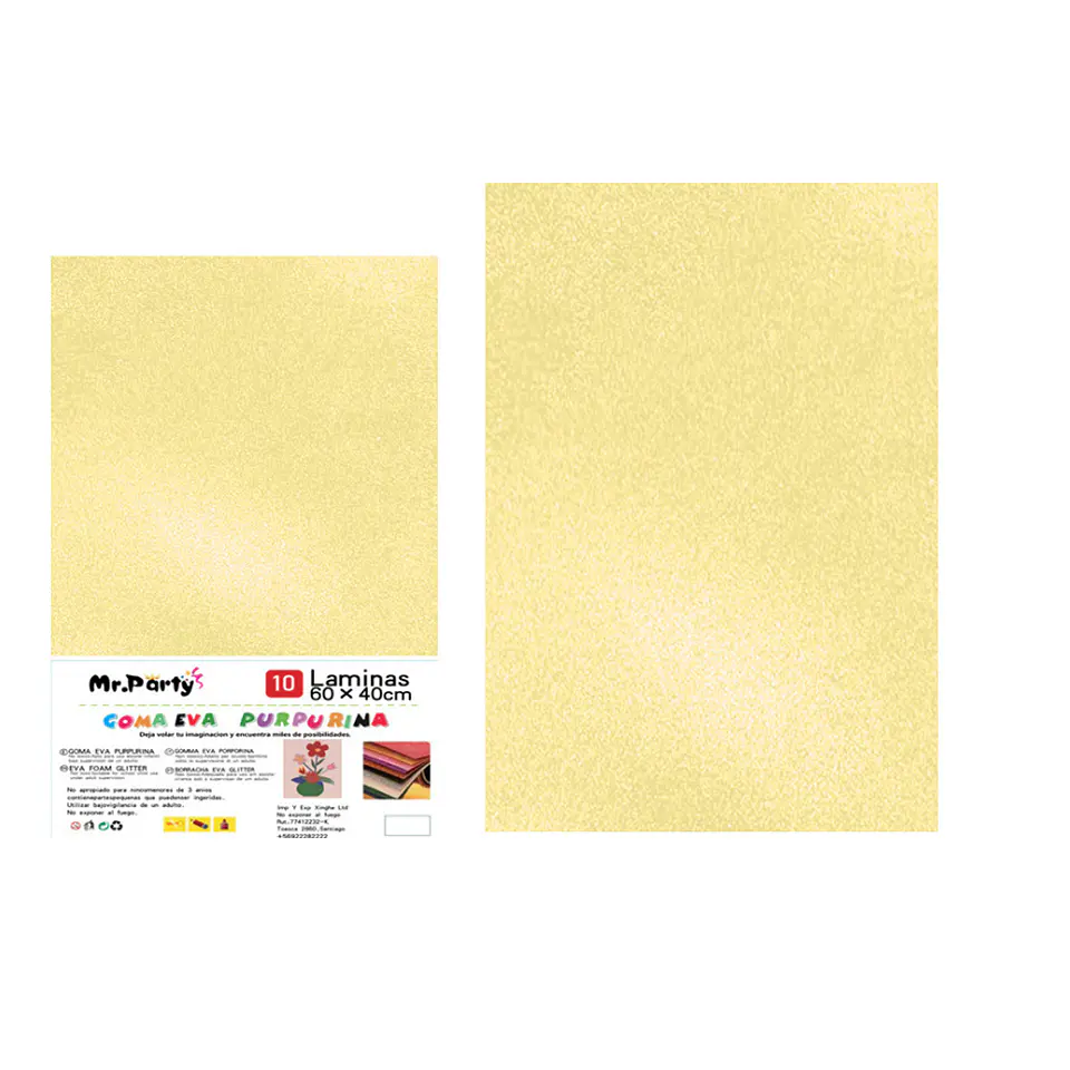 Goma eva amarillo claro con glitter 40*60cm 10pcs 1