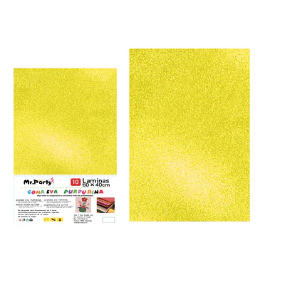 Goma Eva amarilla con glitter 40*60cm 10pcs