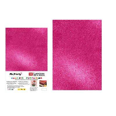 Goma Eva fucsia con glitter 40*60cm 10pcs