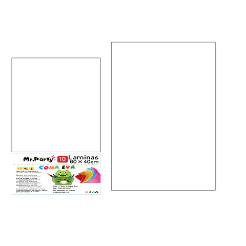 Goma eva blanco sin glitter 40*60cm 10pcs