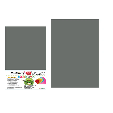 Goma eva gris sin glitter 40*60cm 10pcs