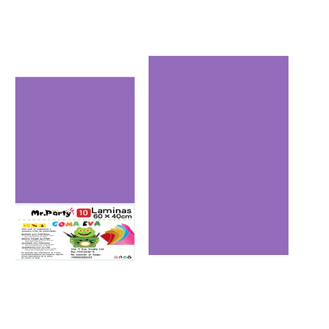 Goma eva violeta clara sin glitter 40*60cm 10pcs