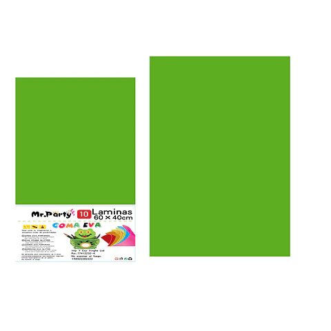 Goma eva verde sin glitter 40*60cm 10pcs