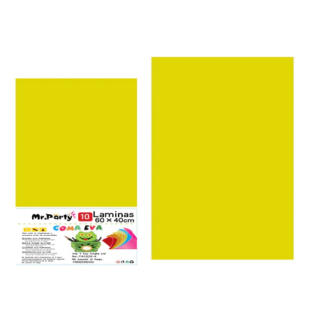 Goma eva amarillo clara sin glitter 40*60cm 10pcs