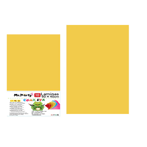 Goma eva amarillo sin glitter 40*60cm 10pcs