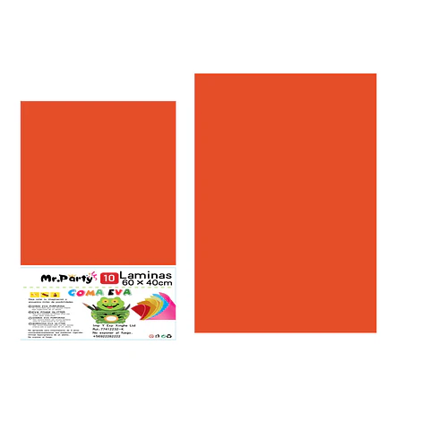 Goma eva naranja oscuro sin glitter 40*60cm 10pcs