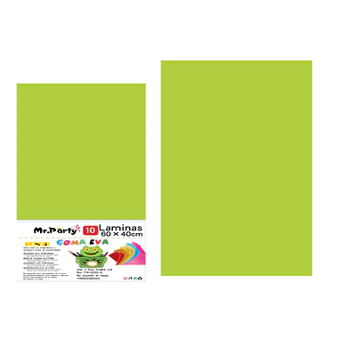 Goma eva verde clara sin glitter 40*60cm 10pcs