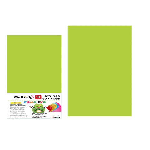 Goma eva verde clara sin glitter 40*60cm 10pcs