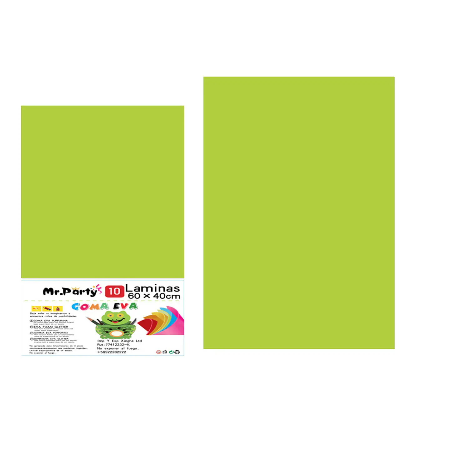 Goma eva verde clara sin glitter 40*60cm 10pcs 1