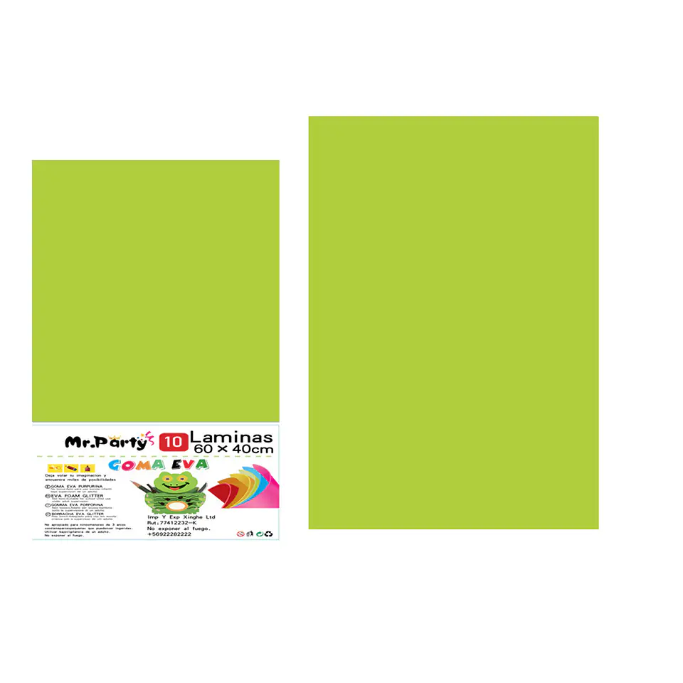 Goma eva verde clara sin glitter 40*60cm 10pcs 1