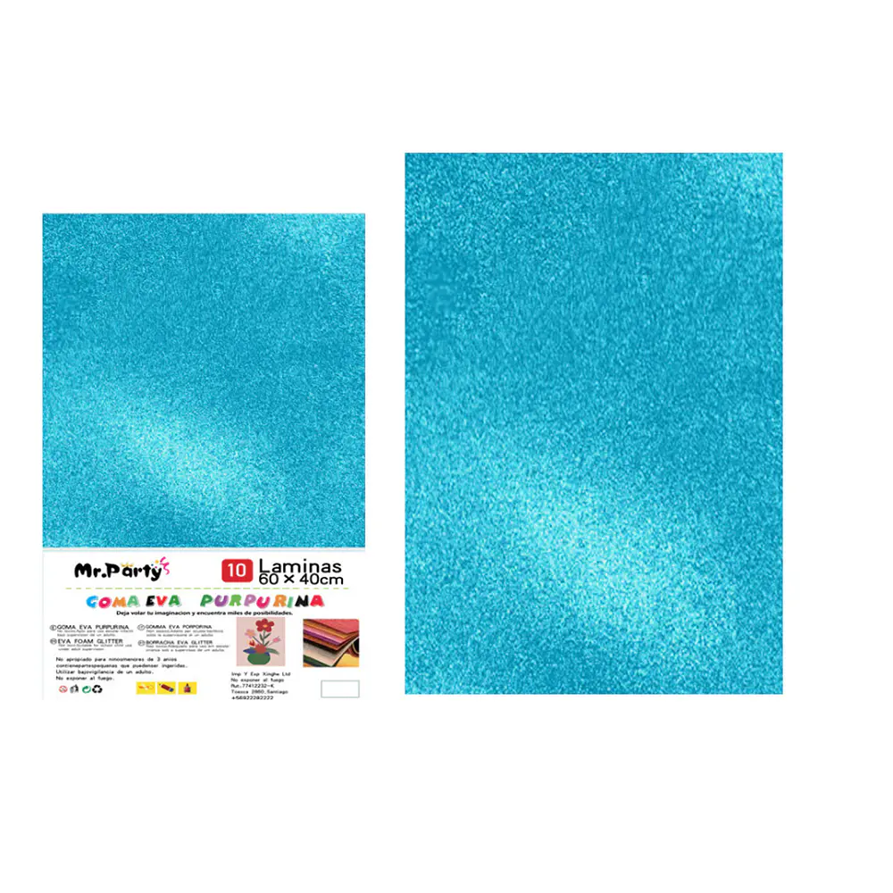 Goma eva azul con glitter 40*60cm 10pcs