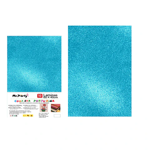 Goma eva azul con glitter 40*60cm 10pcs