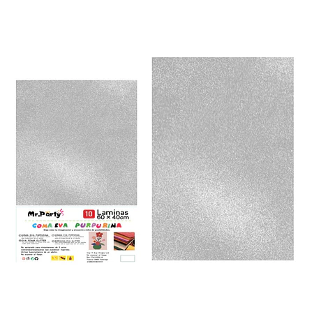 Goma eva gris con glitter 40*60cm 10pcs