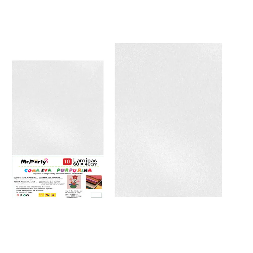 Goma eva blanco con glitter 40*60cm 10pcs