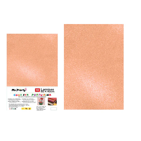 Goma eva dorado rosa con glitter 40*60cm 10pcs