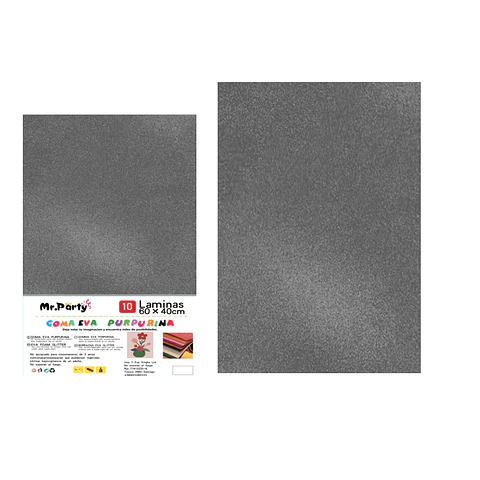 Goma eva gris oscura con glitter 40*60cm 10pcs
