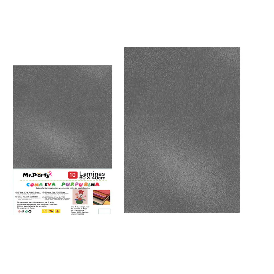 Goma eva gris oscura con glitter 40*60cm 10pcs 1