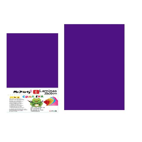 Goma Eva sin glitter morado oscuro 20*30cm 6pcs