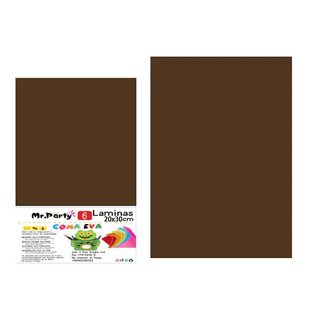 Goma Eva sin glitter café 20*30cm 6pcs