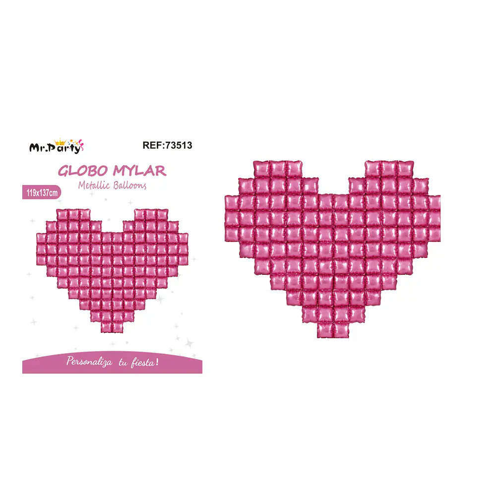 Globo metálico 3D corazón rosado 119*137cm