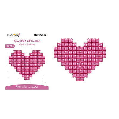 Globo metálico 3D corazón rosado 119*137cm