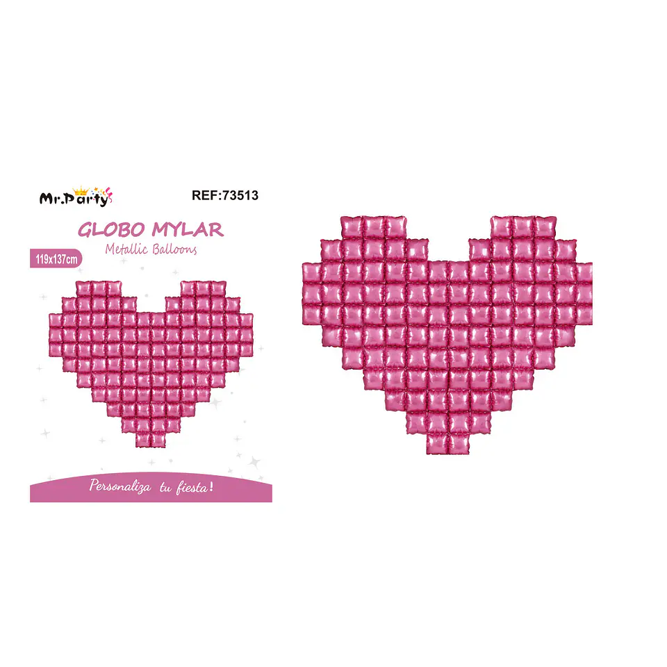 Globo metálico 3D corazón rosado 119*137cm 1