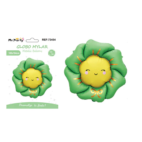 Globo metálico de flor verde mate 104*104cm