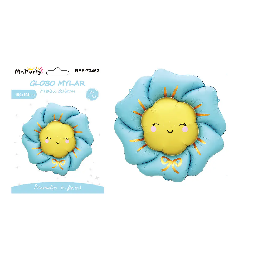 Globo metálico de flor celeste mate 104*104cm 1