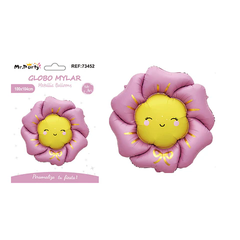 Globo metálico de flor fucsia mate 104*104cm
