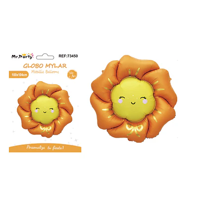 Globo metálico de flor naranja mate 104*104cm