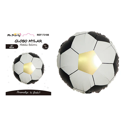 Globo metálico de fútbol mate 45cm