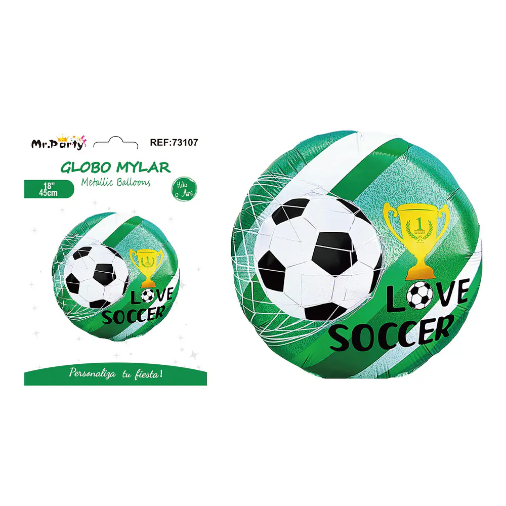 Globo metálico de fútbol 45cm