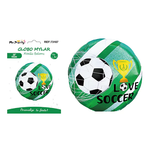 Globo metálico de fútbol 45cm